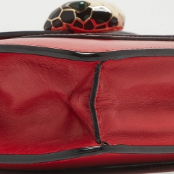 Pre Owned Bvlgari Red Leather Small Serpenti Forever Shoulder Bag