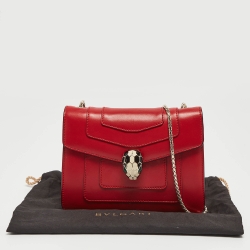 Pre Owned Bvlgari Red Leather Small Serpenti Forever Shoulder Bag