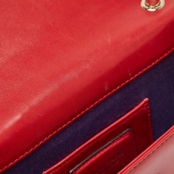 Pre Owned Bvlgari Red Leather Small Serpenti Forever Shoulder Bag