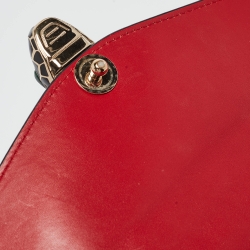 Pre Owned Bvlgari Red Leather Small Serpenti Forever Shoulder Bag