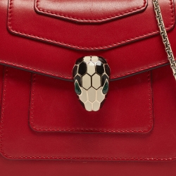 Pre Owned Bvlgari Red Leather Small Serpenti Forever Shoulder Bag