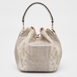 Pre Owned Bvlgari Grey Karung Leather Serpenti Forever Bucket Bag