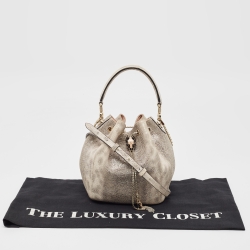 Pre Owned Bvlgari Grey Karung Leather Serpenti Forever Bucket Bag