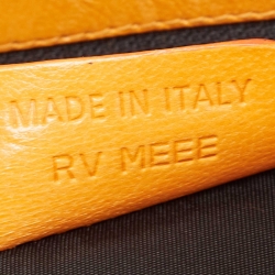 Pre Owned Bvlgari Black/Orange Printed Fabric and Leather Small Tote