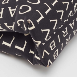 Pre Owned Bvlgari Black/Orange Printed Fabric and Leather Small Tote