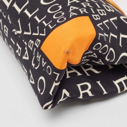 Pre Owned Bvlgari Black/Orange Printed Fabric and Leather Small Tote