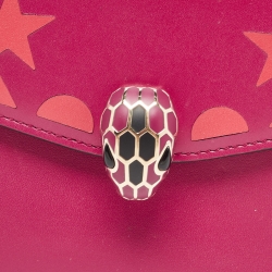 Pre Owned Bvlgari Fuchsia/Orange Leather Serpenti Forever Trifold Wallet