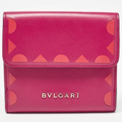 Pre Owned Bvlgari Fuchsia/Orange Leather Serpenti Forever Trifold Wallet