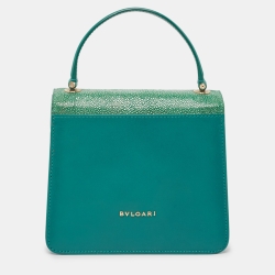 Bvlgari Green Stingray and Leather Small Serpenti Forever Top Handle Bag