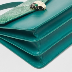 Bvlgari Green Stingray and Leather Small Serpenti Forever Top Handle Bag