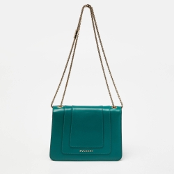 Bvlgari Green Leather Small Serpenti Forever Shoulder Bag