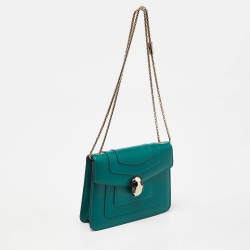 Bvlgari Green Leather Small Serpenti Forever Shoulder Bag