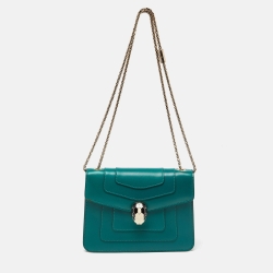 Bvlgari Green Leather Small Serpenti Forever Shoulder Bag