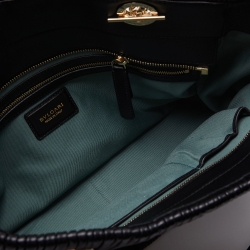 Pre Owned Bvlgari Black Nappa Leather Monte Plisse Shopper Tote