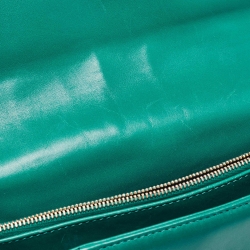 حقيبة كتف بلغاري غطاء قلاب سيربينتي متوسطة جلد خضراء