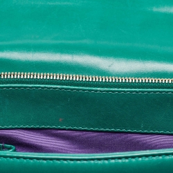 حقيبة كتف بلغاري غطاء قلاب سيربينتي متوسطة جلد خضراء