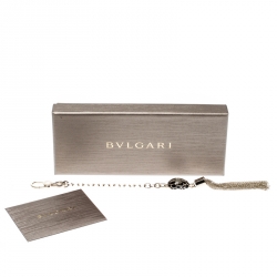 Pre Owned Bvlgari Serpenti Forever Black Glitter Enamel Gold Plated Tassel Bag Charm