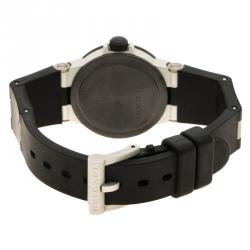 Bvlgari Silver Grey Aluminium and Black Rubber Diagono Women's Wristwatch 29 mm