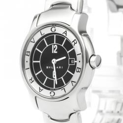 Bvlgari Black Stainless Steel Solotempo Women's Wristwatch 29MM