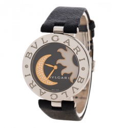 Bvlgari B. Zero1 Black Sun & Moon Diamond Inlay Motif BZ 35 S Women's Watch 35MM