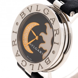Bvlgari B. Zero1 Black Sun & Moon Diamond Inlay Motif BZ 35 S Women's Watch 35MM