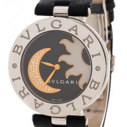 Bvlgari B. Zero1 Black Sun & Moon Diamond Inlay Motif BZ 35 S Women's Watch 35MM