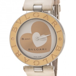 Bvlgari White 18K Rose Gold Stainless Steel B.Zero 1 Women's Wristwatch 35MM