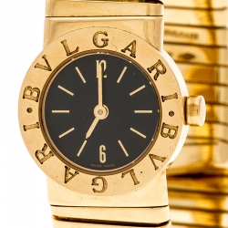 Bvlgari Black Tubogas 18K Yellow Gold Women's Wristwatch 19MM