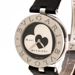 Bvlgari Black Dial With Heart Motif Inlay Stainless Steel B.Zero1 BZ30S Women's Wristwatch 30 mm
