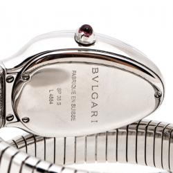 Bvlgari White Dial Stainless Steel Diamond Bezel Serpenti Women'S Watch 35MM