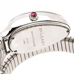 Bvlgari White Dial Stainless Steel Diamond Bezel Serpenti Women'S Watch 35MM