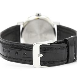 Bvlgari White Stainless Steel and Leather Solotempo ST29S Women's Wristwatch 29MM