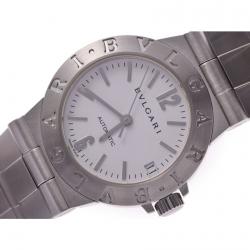 Bvlgari White Stainless Steel Diagono LCV29S Women's Wristwatch 29 MM