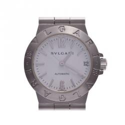 Bvlgari White Stainless Steel Diagono LCV29S Women's Wristwatch 29 MM