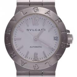 Bvlgari White Stainless Steel Diagono LCV29S Women's Wristwatch 29 MM