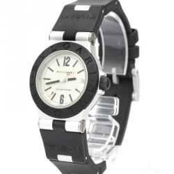 Pre Owned Bvlgari White Aluminum Rubber Quartz Al32Ta Women's Wristwatch 32 MM