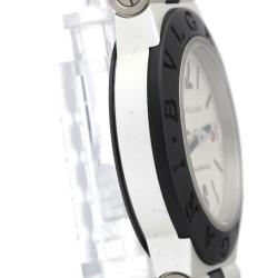 Pre Owned Bvlgari White Aluminum Rubber Quartz Al32Ta Women's Wristwatch 32 MM
