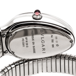 مملوكة مسبقًا Bvlgari Diamond Pave 18K White Gold Serpenti Tubogas 102005 Women's Wristwatch 35 mm