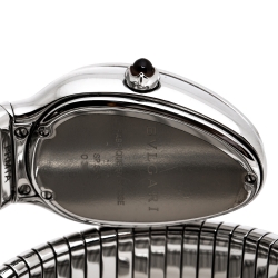 Bvlgari Silver Opaline Guilloché Soleil Stainless Steel Diamond Serpenti Tubogas 101910 Women's Wristwatch 35 mm