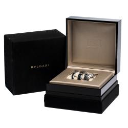 Bvlgari Silver Opaline Guilloché Soleil Stainless Steel Diamond Serpenti Tubogas 101910 Women's Wristwatch 35 mm