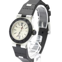 Bvlgari Silver Diagono Aluminum Rubber AL29A Women's Wristwatch 29MM