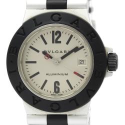 Bvlgari Silver Diagono Aluminum Rubber AL29A Women's Wristwatch 29MM