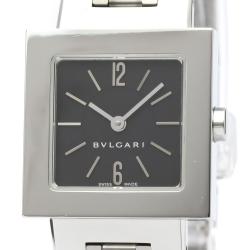 Pre Owned Bvlgari Black Stainless Steel Quadrato SQ22SS Women's Wristwatch 22MM