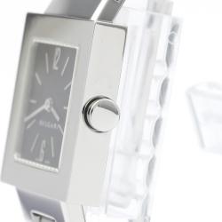 Pre Owned Bvlgari Black Stainless Steel Quadrato SQ22SS Women's Wristwatch 22MM