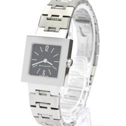 Pre Owned Bvlgari Black Stainless Steel Quadrato SQ22SS Women's Wristwatch 22MM