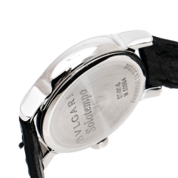 Bvlgari White Stainless Steel and Leather Solotempo ST29S Women's Wristwatch 29MM