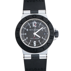 Bvlgari Carbon Fiber Two-Tone Aluminium Rubber Diagono AL28TA Women's Wristwatch 28 mm