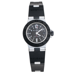 Bvlgari Carbon Fiber Two-Tone Aluminium Rubber Diagono AL28TA Women's Wristwatch 28 mm