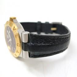 Bvlgari Diagono Wristwatch SS 18K Leather Black Ladies
