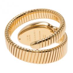 Pre Owned Bvlgari Grey 18K Yellow Gold Serpenti Tubogas Women's Wristwatch 21MM
